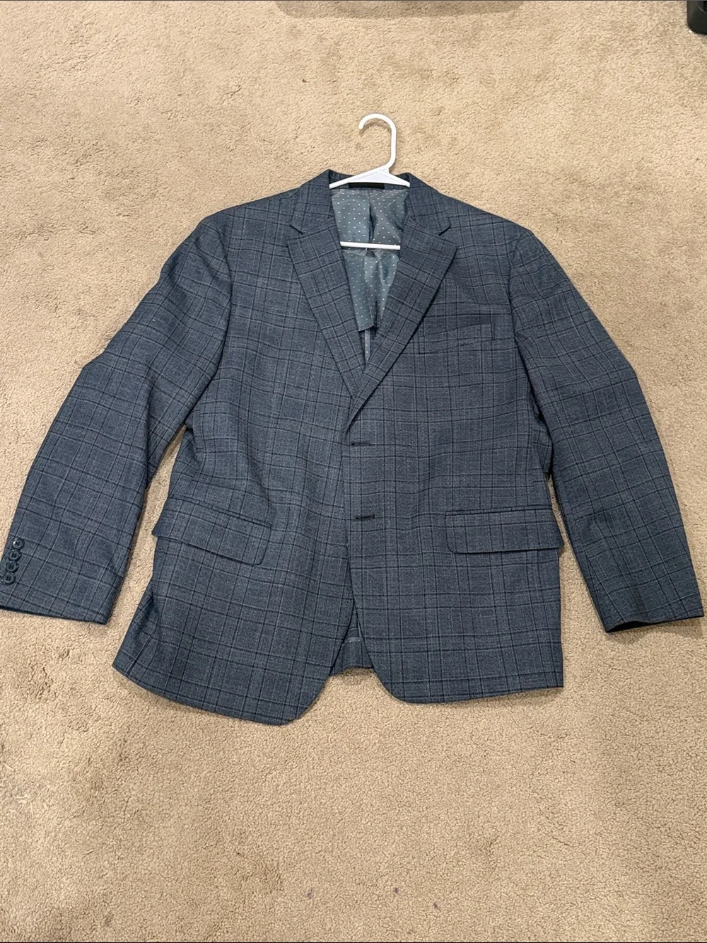 Men's Windowpane Gray Blazer - Classic Two-Button Suit Jacket